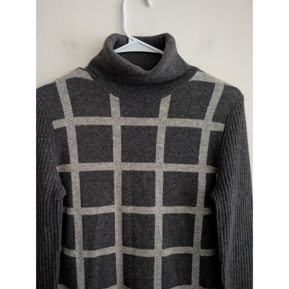 Women's C by Bloomingdale's Gray Charcoal Cashmere Turtleneck Sweater M - Picture 5 of 7